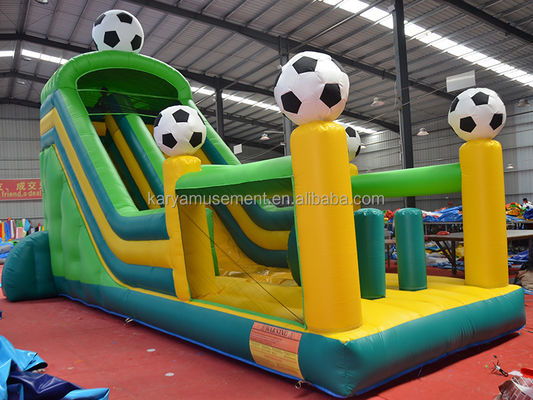 Combo de toboganes grandes inflables de PVC de 29 pies con tema de fútbol y certificado CE/EN71/EN14960