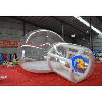 Tienda de burbujas inflables blancas para la boda de Navidad con nieve y material de PVC