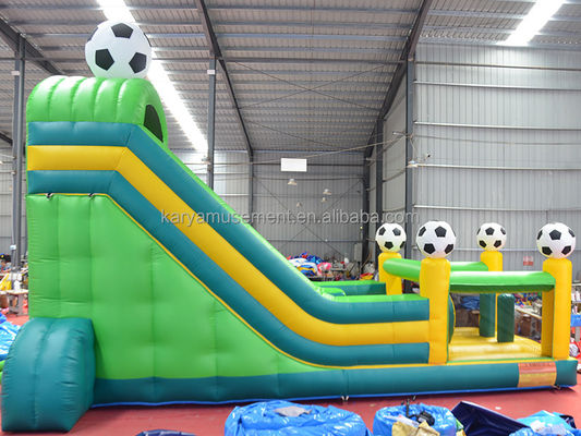 Combo de toboganes grandes inflables de PVC de 29 pies con tema de fútbol y certificado CE/EN71/EN14960