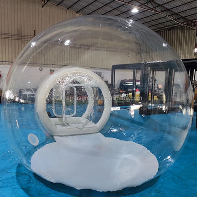 Tienda de burbujas inflables blancas para la boda de Navidad con nieve y material de PVC