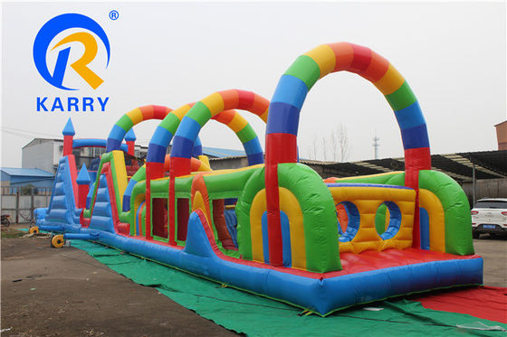 OEM aceptable 64 pies de largo inflables Juegos de campo de obstáculos para niños Parque de diversiones tema