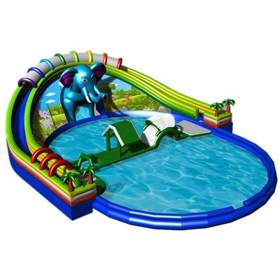 24 * 18m o tamaño personalizado Adorable bebé elefante juego de obstáculos inflable parque acuático