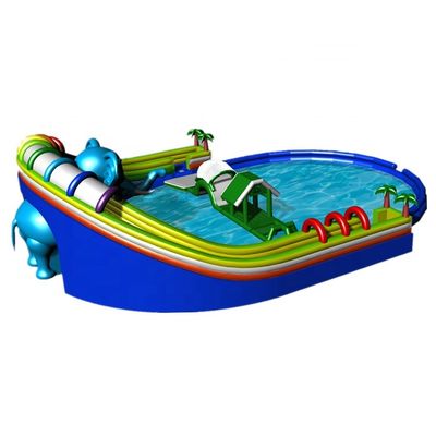 24 * 18m o tamaño personalizado Adorable bebé elefante juego de obstáculos inflable parque acuático