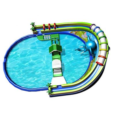 24 * 18m o tamaño personalizado Adorable bebé elefante juego de obstáculos inflable parque acuático