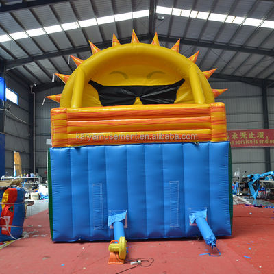 Playa de doble carril N Sol tobogán de agua inflable Popular Diseño de palma tropical