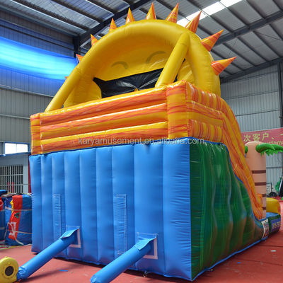 Playa de doble carril N Sol tobogán de agua inflable Popular Diseño de palma tropical