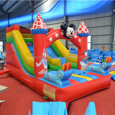 Tamaño del cliente 16 pies pequeño tobogán inflables Mickey Slide seco o húmedo para saltadores