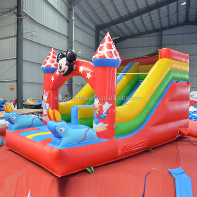 Tamaño del cliente 16 pies pequeño tobogán inflables Mickey Slide seco o húmedo para saltadores