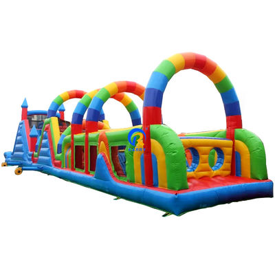 Equipo de parque de diversiones Curso de obstáculos inflables interactivo para niños y adultos