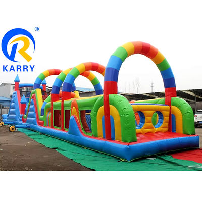 Equipo de parque de diversiones Curso de obstáculos inflables interactivo para niños y adultos