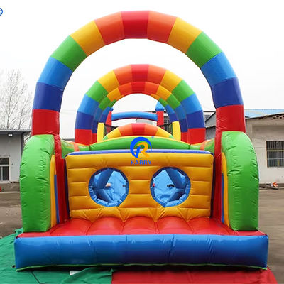 Equipo de parque de diversiones Curso de obstáculos inflables interactivo para niños y adultos