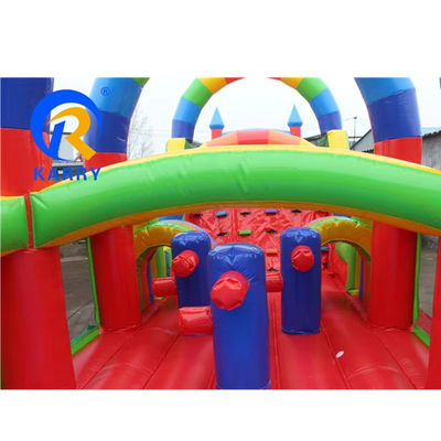 Equipo de parque de diversiones Curso de obstáculos inflables interactivo para niños y adultos