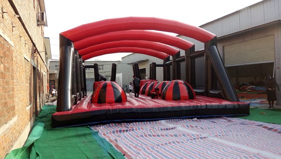 Equipo de parque de diversiones Curso de obstáculos inflables interactivo para niños y adultos