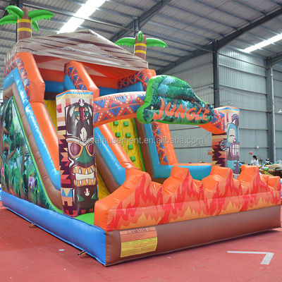 0.55mm PVC Tarpaulin JUNGLA Primitiva tobogán de agua con pared de escalada y tobogán de rebote