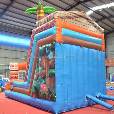 0.55mm PVC Tarpaulin JUNGLA Primitiva tobogán de agua con pared de escalada y tobogán de rebote