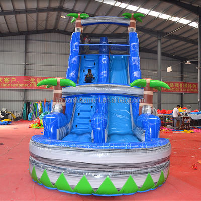 Impresión digital de calidad comercial de lonas de PVC tobogán de agua inflable con piscina para niños