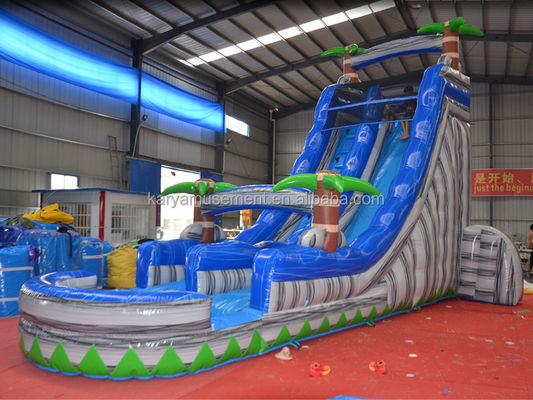 Impresión digital de calidad comercial de lonas de PVC tobogán de agua inflable con piscina para niños