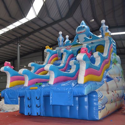Parque del Océano personalizable castillo inflable doble combinación de diapositivas con protección de impresión