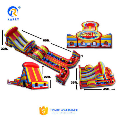 Parque de juegos al aire libre Curso de obstáculos inflable Carrera para niños y adultos personalizada