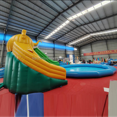 Color personalizado de PVC con tema de elefante Inflatable Parque acuático combo tobogán para parque infantil