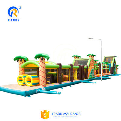 Largos Juegos de obstáculos inflables para adultos y niños en la selva