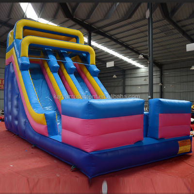 Impresión digital de calidad comercial de PVC Parque acuático tobogán acuático de 2 carriles para adultos y niños