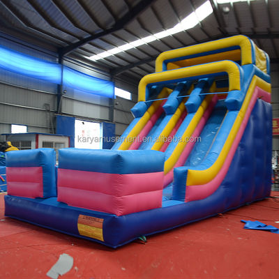 Impresión digital de calidad comercial de PVC Parque acuático tobogán acuático de 2 carriles para adultos y niños