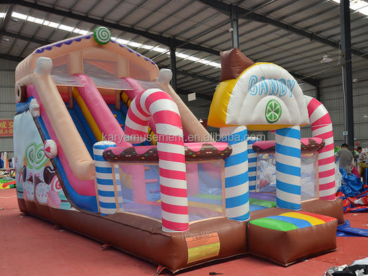 Casa de rebote inflable de PVC comercial de 2 carriles de 26 pies con puerta arqueada y soplador
