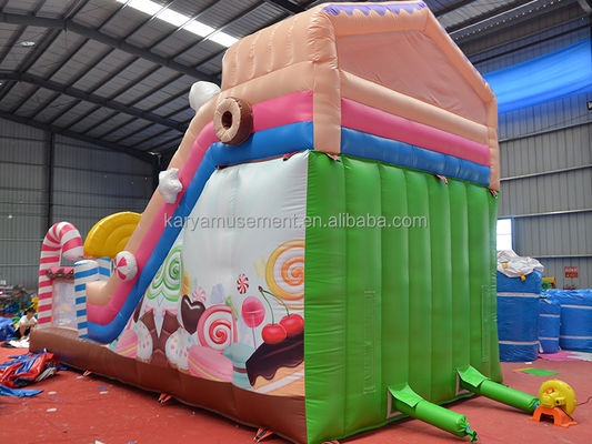 Casa de rebote inflable de PVC comercial de 2 carriles de 26 pies con puerta arqueada y soplador