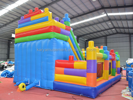 Coloridos niños deslizamiento inflables bloques de construcción combinación de salto deslizamiento para adultos