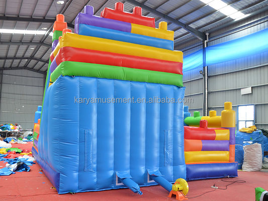 Coloridos niños deslizamiento inflables bloques de construcción combinación de salto deslizamiento para adultos