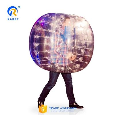 Bola de burbujas de fútbol de tamaño humano de PVC en el parque de atracciones con accesorios de reparación de sopladores CE