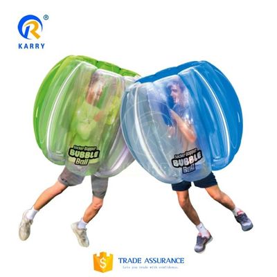 Bola de burbujas de fútbol de tamaño humano de PVC en el parque de atracciones con accesorios de reparación de sopladores CE