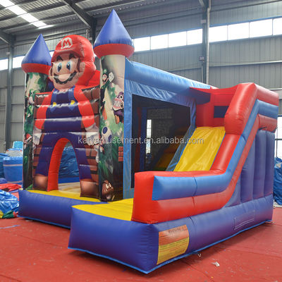 0.55mm PVC Vinyl Tarpaulin Inflatable Mario Casa de salto Combo Castillo Deslizamiento con soplador
