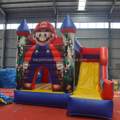 0.55mm PVC Vinyl Tarpaulin Inflatable Mario Casa de salto Combo Castillo Deslizamiento con soplador