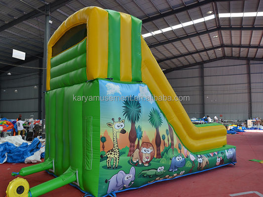 Parque interior Esencial de tamaño pequeño deslizador de rebote inflable con diseño y color verde