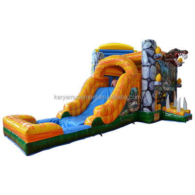 Características PORTABLE Inflable Jungle Dino Bouncer House con deslizamiento y diseño unisex