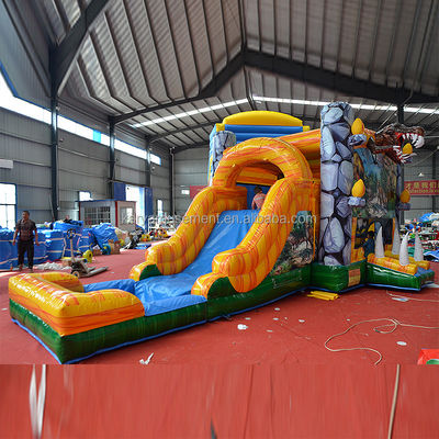 Características PORTABLE Inflable Jungle Dino Bouncer House con deslizamiento y diseño unisex