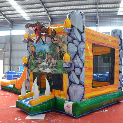 Características PORTABLE Inflable Jungle Dino Bouncer House con deslizamiento y diseño unisex