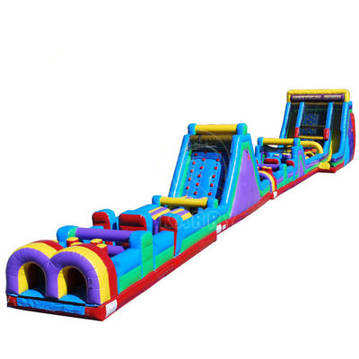 Curso de salto de obstáculos inflables de PVC con tobogán KR-OBS-904-2
