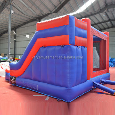 Entretenimiento en interiores y exteriores Spiderman Temático Inflable Castillo Rebobinable con tobogán