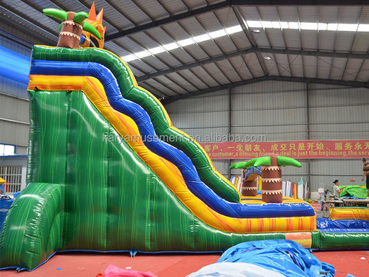 32 pies Jumbo Palm Tree Inflatable Sun Water Slide con niños juegan piscina y tobogán de rebote
