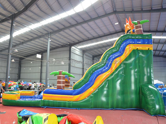 32 pies Jumbo Palm Tree Inflatable Sun Water Slide con niños juegan piscina y tobogán de rebote