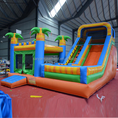 Castillo de alquiler de palmeras Inflable Castillo de salto con piscina de toboganes CE/EN71/EN14960 Certificado