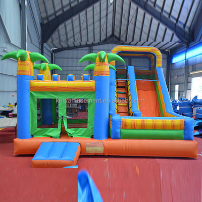 Castillo de alquiler de palmeras Inflable Castillo de salto con piscina de toboganes CE/EN71/EN14960 Certificado