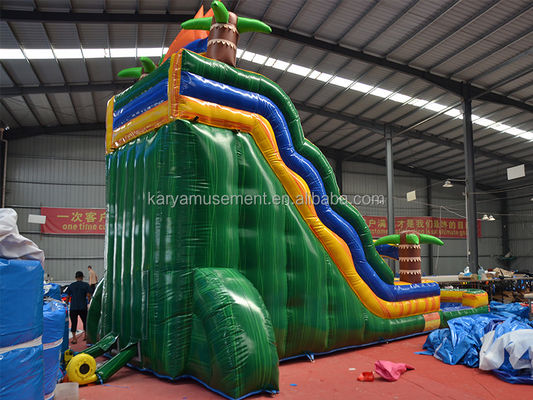 32 pies Jumbo Palm Tree Inflatable Sun Water Slide con niños juegan piscina y tobogán de rebote