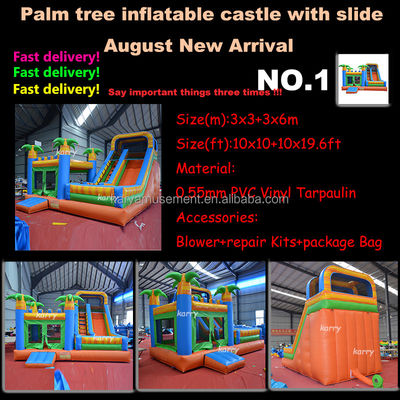 Castillo de alquiler de palmeras Inflable Castillo de salto con piscina de toboganes CE/EN71/EN14960 Certificado