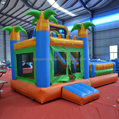 Castillo de alquiler de palmeras Inflable Castillo de salto con piscina de toboganes CE/EN71/EN14960 Certificado