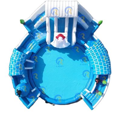 Disfrute de la diversión en el agua interior con tobogán de agua inflable para 5-10 pasajeros y piscina redonda grande