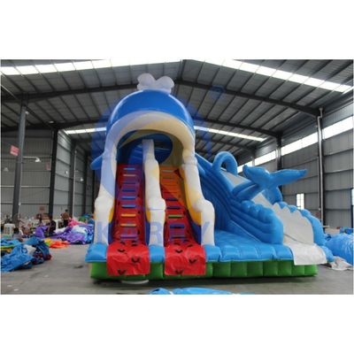 CE soplador y accesorios de reparación incluido parque acuático inflable con tobogán de tiburón